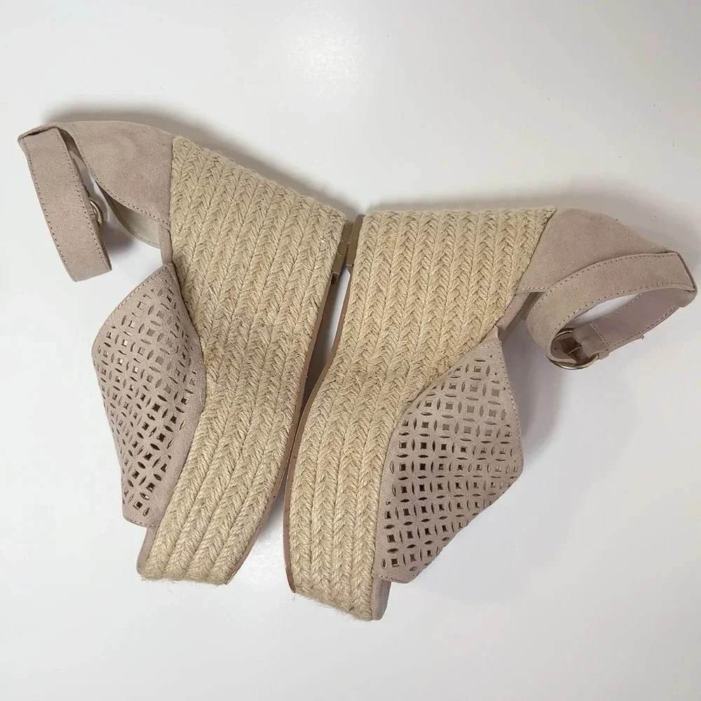 Nordstrom 14th Union Theryn Asymm Blush Pink Espadrille Wedge Sandal